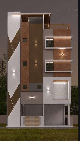 Architectural elevation study of a residential building facade