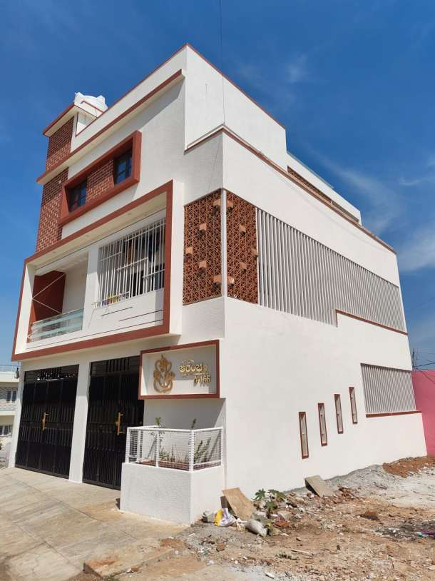 Completed multi-storey residential building with finished facade